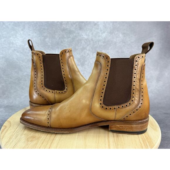 Taft Goodyear Welt Leather Tan Brown Chelsea Oxford boots Men Size 42 US 9 main image 8